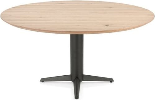 Henders & Hazel Caletta Eetkamertafel rond 150 cm. - eiken blad - centrale teenpoot graphiet - natural Naturel Eettafel
