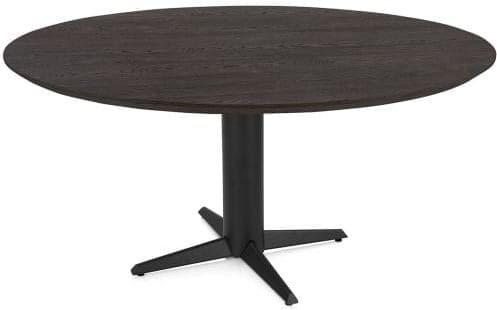 Henders & Hazel Caletta Eetkamertafel rond 150 cm. - eiken blad - centrale teenpoot rough off black - burned antique silver Bruin Eettafel