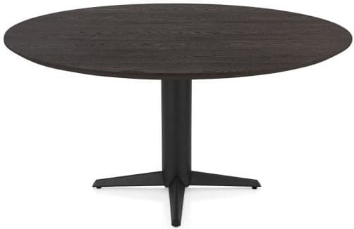 Henders & Hazel Caletta Eetkamertafel rond 150 cm. - eiken blad - centrale teenpoot rough off black - burned antique silver Bruin Eettafel