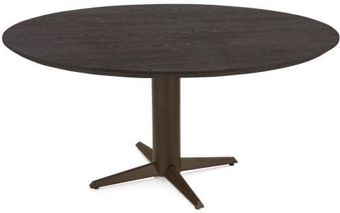 Henders & Hazel Caletta Eetkamertafel rond 150 cm. - eiken blad - centrale teenpoot steelbrown - burned antique silver Bruin Eettafel