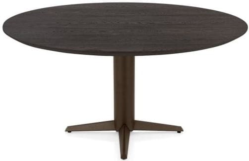 Henders & Hazel Caletta Eetkamertafel rond 150 cm. - eiken blad - centrale teenpoot steelbrown - burned antique silver Bruin Eettafel