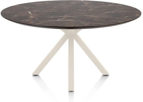 Henders & Hazel Caletta Eetkamertafel rond 150 cm. - hpl primo laminato blad - centrale kruispoot crème - middenbruin Eettafel