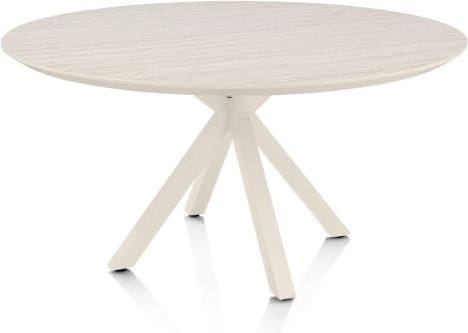 Henders & Hazel Caletta Eetkamertafel rond 150 cm. - hpl primo laminato blad - centrale kruispoot crème - travertin Beige|Wit Eettafel