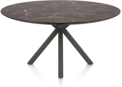 Henders & Hazel Caletta Eetkamertafel rond 150 cm. - hpl primo laminato blad - centrale kruispoot graphiet - middenbruin Eettafel