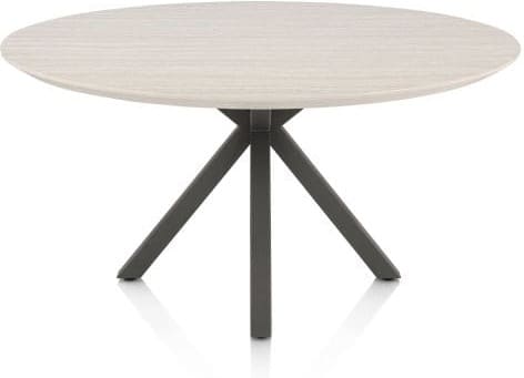 Henders & Hazel Caletta Eetkamertafel rond 150 cm. - hpl primo laminato blad - centrale kruispoot graphiet - travertin Beige|Wit Eettafel