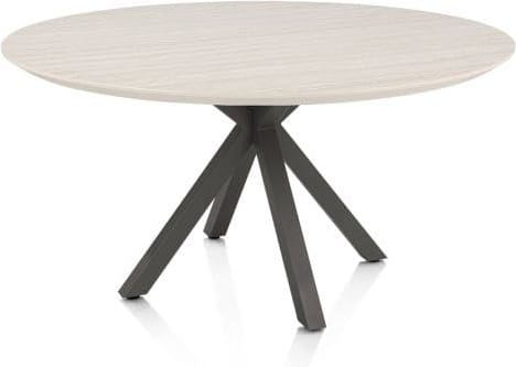 Henders & Hazel Caletta Eetkamertafel rond 150 cm. - hpl primo laminato blad - centrale kruispoot graphiet - travertin Beige|Wit Eettafel