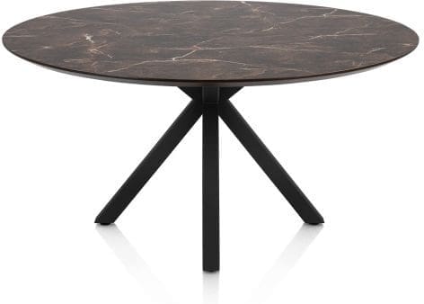 Henders & Hazel Caletta Eetkamertafel rond 150 cm. - hpl primo laminato blad - centrale kruispoot rough off black - middenbruin Eettafel