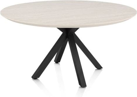 Henders & Hazel Caletta Eetkamertafel rond 150 cm. - hpl primo laminato blad - centrale kruispoot rough off black - travertin Beige|Wit Eettafel