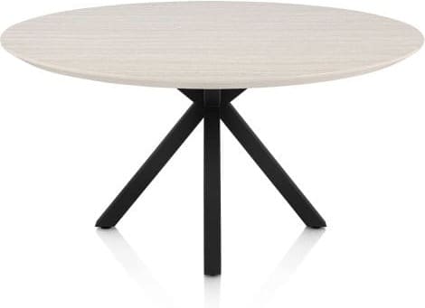 Henders & Hazel Caletta Eetkamertafel rond 150 cm. - hpl primo laminato blad - centrale kruispoot rough off black - travertin Beige|Wit Eettafel