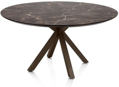 Henders & Hazel Caletta Eetkamertafel rond 150 cm. - hpl primo laminato blad - centrale kruispoot steelbrown - middenbruin Eettafel