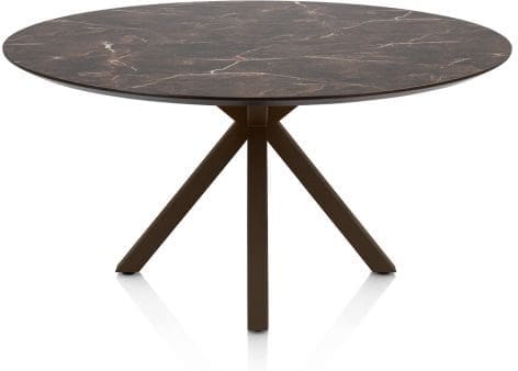 Henders & Hazel Caletta Eetkamertafel rond 150 cm. - hpl primo laminato blad - centrale kruispoot steelbrown - middenbruin Eettafel
