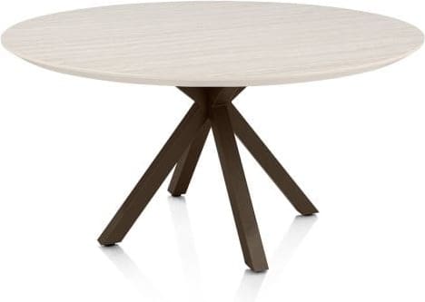 Henders & Hazel Caletta Eetkamertafel rond 150 cm. - hpl primo laminato blad - centrale kruispoot steelbrown - travertin Beige|Wit Eettafel