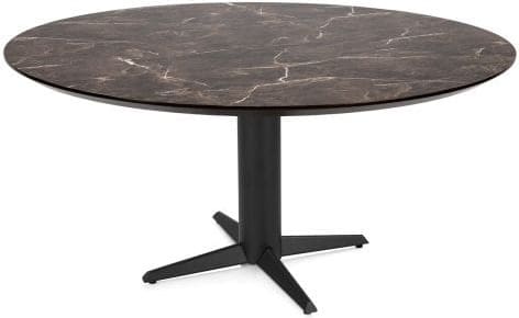 Henders & Hazel Caletta Eetkamertafel rond 150 cm. - hpl primo laminato blad - centrale teenpoot rough off black - middenbruin Bijzettafel
