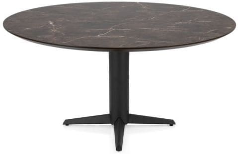 Henders & Hazel Caletta Eetkamertafel rond 150 cm. - hpl primo laminato blad - centrale teenpoot rough off black - middenbruin Bijzettafel