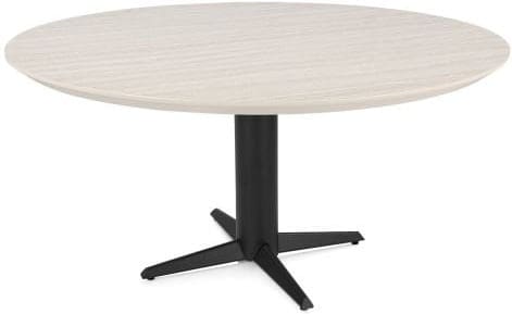 Henders & Hazel Caletta Eetkamertafel rond 150 cm. - hpl primo laminato blad - centrale teenpoot rough off black - travertin Beige|Wit Bijzettafel