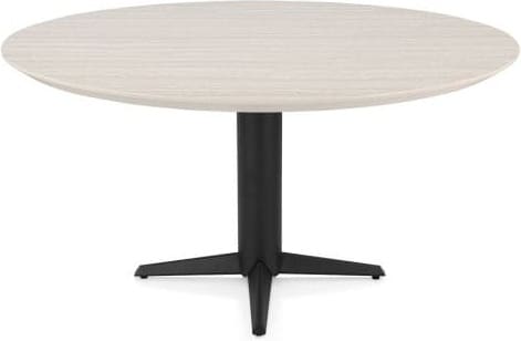 Henders & Hazel Caletta Eetkamertafel rond 150 cm. - hpl primo laminato blad - centrale teenpoot rough off black - travertin Beige|Wit Bijzettafel