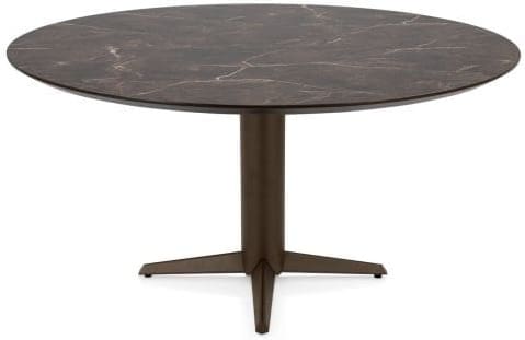 Henders & Hazel Caletta Eetkamertafel rond 150 cm. - hpl primo laminato blad - centrale teenpoot steelbrown - middenbruin Eettafel