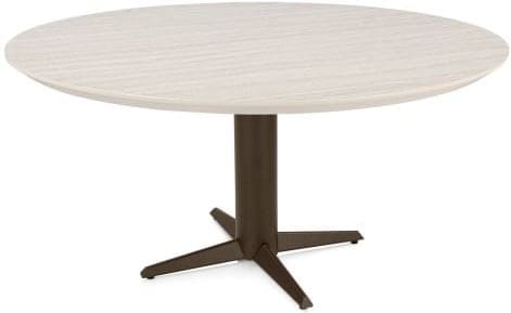 Henders & Hazel Caletta Eetkamertafel rond 150 cm. - hpl primo laminato blad - centrale teenpoot steelbrown - travertin Beige|Wit Eettafel