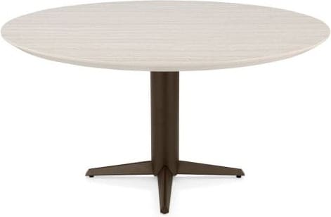Henders & Hazel Caletta Eetkamertafel rond 150 cm. - hpl primo laminato blad - centrale teenpoot steelbrown - travertin Beige|Wit Eettafel