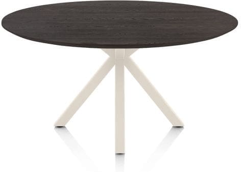 Henders & Hazel Caletta eetkamertafel rond 150 cm. - eiken blad - centrale kruispoot crème - burned antique silver Bruin Eettafel