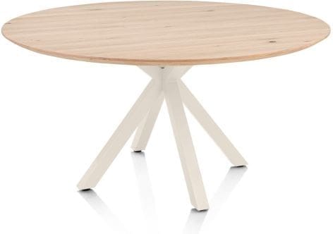 Henders & Hazel Caletta eetkamertafel rond 150 cm. - eiken blad - centrale kruispoot crème - natural Naturel Eettafel