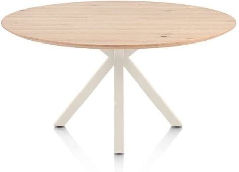 Henders & Hazel Caletta eetkamertafel rond 150 cm. - eiken blad - centrale kruispoot crème - natural Naturel Eettafel
