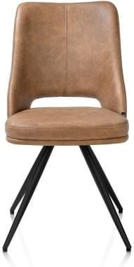 Henders & Hazel Ian Eetkamerstoel - 180 graden draaibaar - rough off black - knock down - pala - cognac Cognac Eetkamerstoel