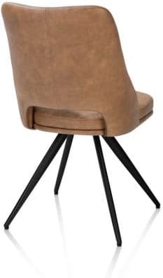 Henders & Hazel Ian Eetkamerstoel - 180 graden draaibaar - rough off black - knock down - pala - cognac Cognac Eetkamerstoel
