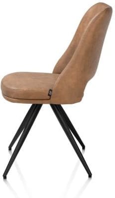 Henders & Hazel Ian Eetkamerstoel - 180 graden draaibaar - rough off black - knock down - pala - cognac Cognac Eetkamerstoel