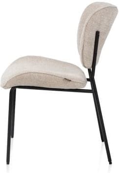 Henders & Hazel Julia eetkamerstoel - 4-pootjes - rough off black - stof Vada - beige Beige Eetkamerstoel