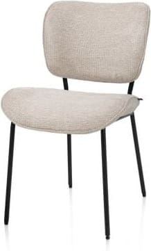 Henders & Hazel Julia eetkamerstoel - 4-pootjes - rough off black - stof Vada - beige Beige Eetkamerstoel