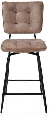 Henders & Hazel Manou barstoel hoog - off black - stof Karese - camel Bruin|Cognac Eetkamerstoel