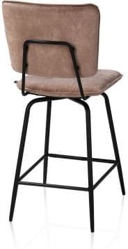 Henders & Hazel Manou barstoel hoog - off black - stof Karese - camel Bruin|Cognac Eetkamerstoel