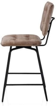 Henders & Hazel Manou barstoel hoog - off black - stof Karese - camel Bruin|Cognac Eetkamerstoel