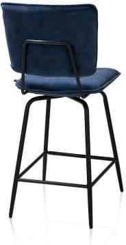 Henders & Hazel Manou barstoel hoog - off black - stof Karese - donkerblauw Blauw Eetkamerstoel