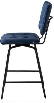 Henders & Hazel Manou barstoel hoog - off black - stof Karese - donkerblauw Blauw Eetkamerstoel