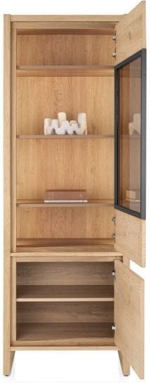 Henders & Hazel Nystead vitrine small - 70 cm - 1-glasdeur + 1-deur (+ LED) Naturel|Bruin Kast