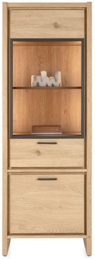 Henders & Hazel Nystead vitrine small - 70 cm - 1-glasdeur + 1-deur (+ LED) Naturel|Bruin Kast