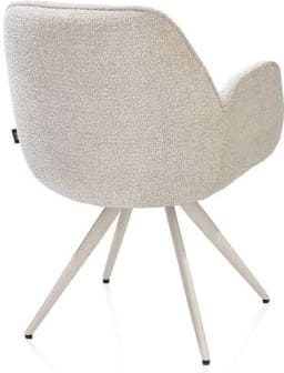Henders & Hazel Pippa Armstoel + pocket - 180 graden draaibaar - crème frame - knock down - sevilla Beige|Wit Armstoel