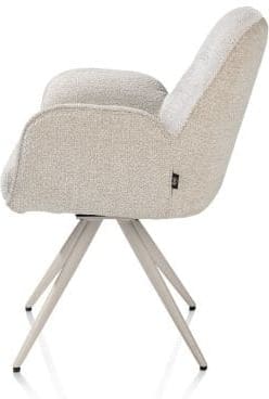 Henders & Hazel Pippa Armstoel + pocket - 180 graden draaibaar - crème frame - knock down - sevilla Beige|Wit Armstoel