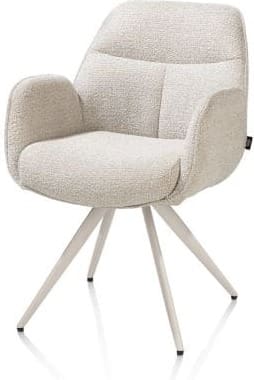Henders & Hazel Pippa Armstoel + pocket - 180 graden draaibaar - crème frame - knock down - sevilla Beige|Wit Armstoel