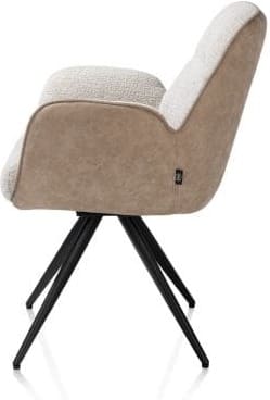 Henders & Hazel Pippa Armstoel + pocket - 180 graden draaibaar - rough off black frame - knock down - combi oregon-sevilla - beige Beige Armstoel