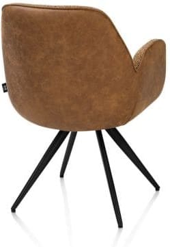 Henders & Hazel Pippa Armstoel + pocket - 180 graden draaibaar - rough off black frame - knock down - combi oregon-sevilla - desert Bruin|Cognac Armstoel