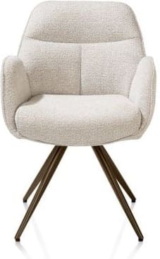 Henders & Hazel Pippa Armstoel + pocket - 180 graden draaibaar - steelbrown frame - knock down - sevilla Beige|Wit Armstoel