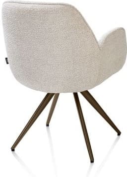 Henders & Hazel Pippa Armstoel + pocket - 180 graden draaibaar - steelbrown frame - knock down - sevilla Beige|Wit Armstoel