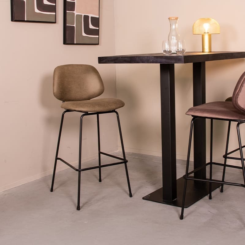 LABEL51 Barkruk Bello - Moss - Micro Suede - Hoog Barstoel