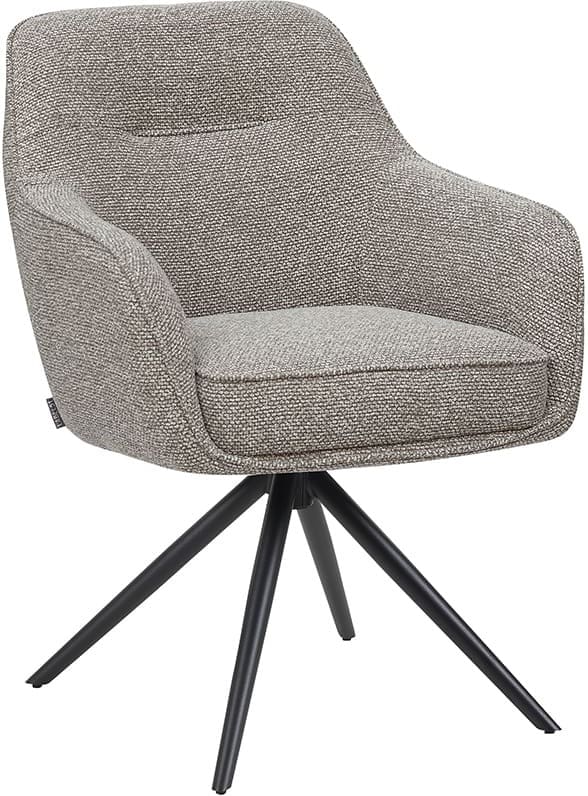 LABEL51 Eetkamerstoel Akira - Mushroom - Royal Boucle - Zwart Metalen Frame Eetkamerstoel