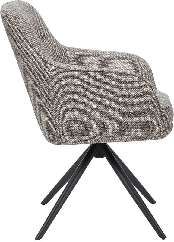 LABEL51 Eetkamerstoel Akira - Mushroom - Royal Boucle - Zwart Metalen Frame Eetkamerstoel
