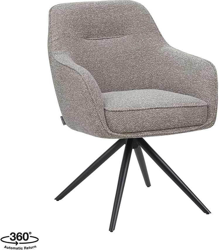 LABEL51 Eetkamerstoel Akira - Mushroom - Royal Boucle - Zwart Metalen Frame  Eetkamerstoel