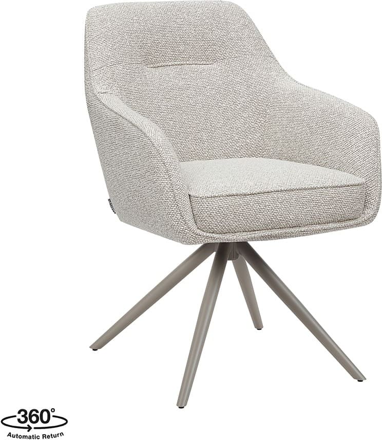 LABEL51 Eetkamerstoel Akira - Naturel - Royal Boucle - Taupe Metalen Frame Naturel Eetkamerstoel